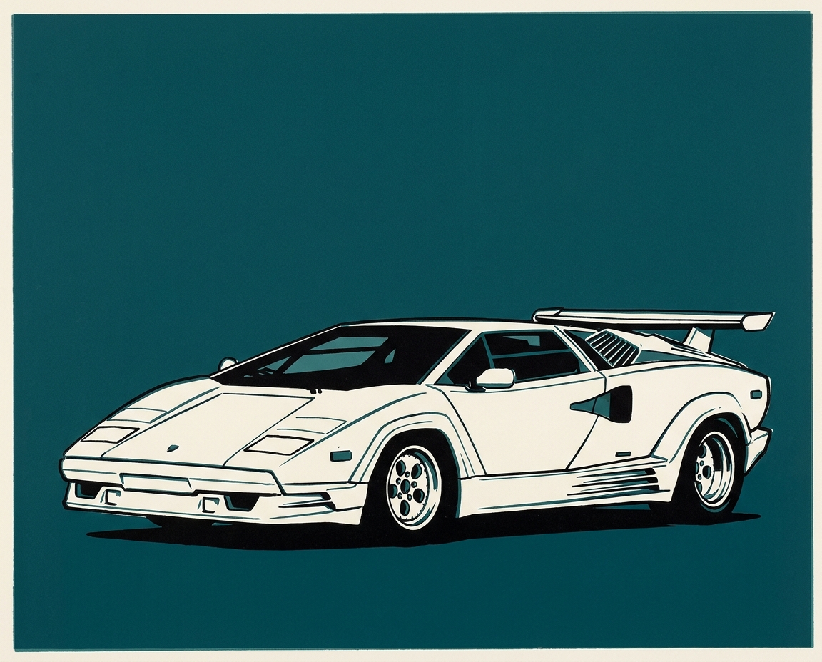Lamborghini Countach, screenprint, artwork only