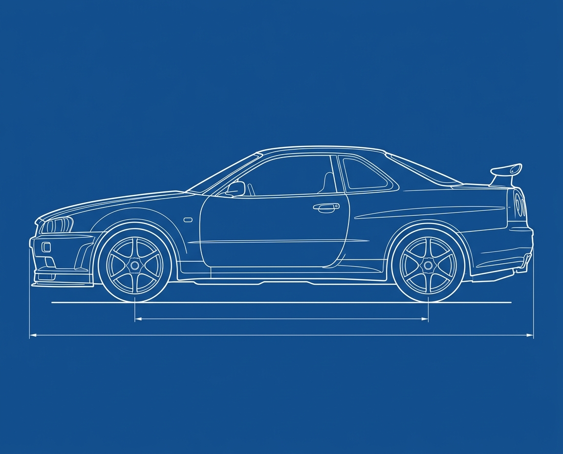 Nissan Skyline GT-R, blueprint, artwork only